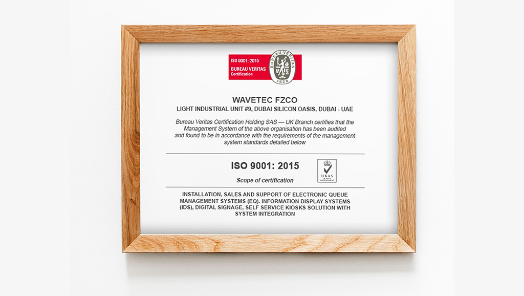 Certified! Wavetec maintains its quality standards, achieves ISO 9001:2015 certification