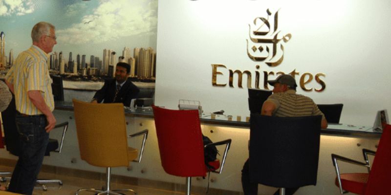 emirates airline office using kiosk machines